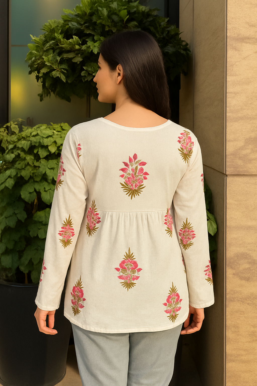 Bellnow Floral Printed Cotton Short Kurti