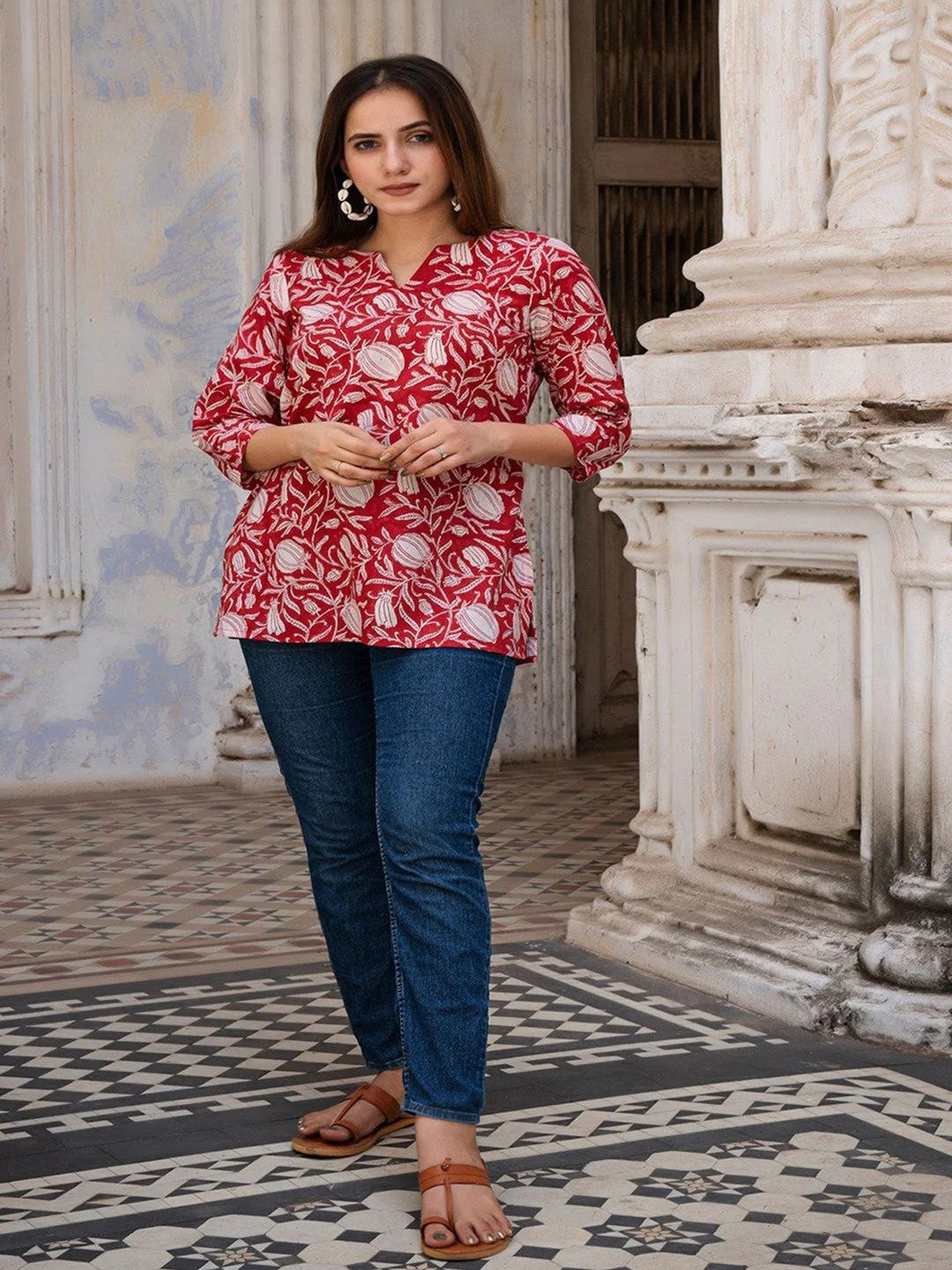 Women Floral Printed Ethnic Top