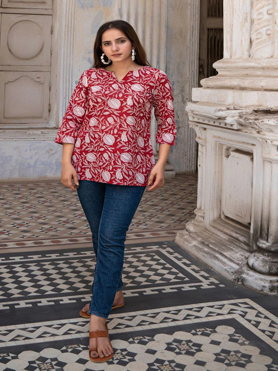 Women Floral Printed Ethnic Top