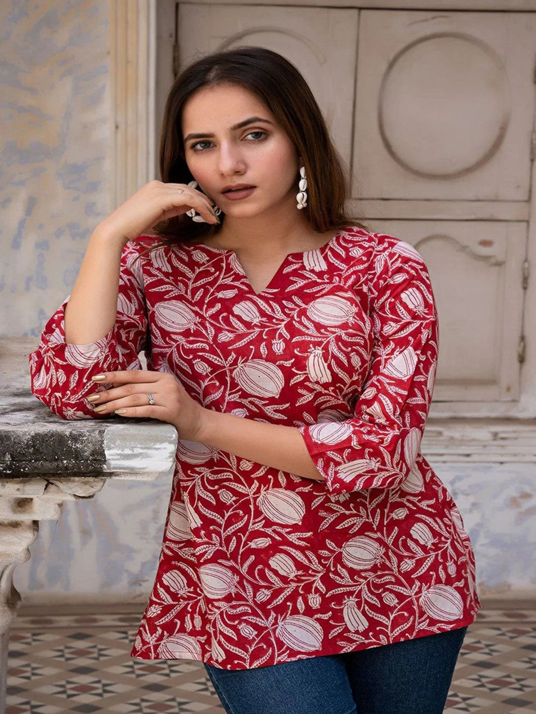 Women Floral Printed Ethnic Top