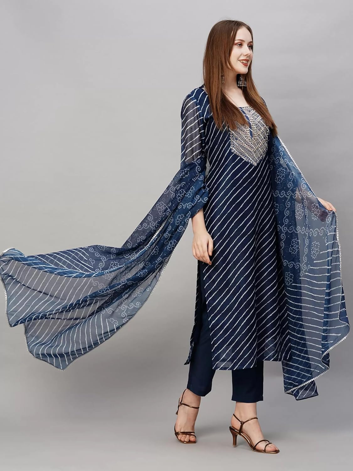 Cotton Blend Kurta Pant Dupatta Set