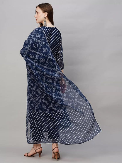 Cotton Blend Kurta Pant Dupatta Set