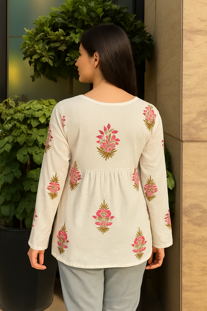 Bellnow Floral Printed Cotton Short Kurti