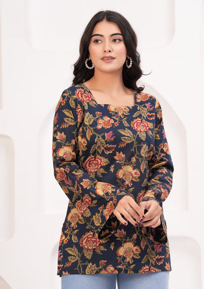 Bellnow Trendy Square Neck Printed Top for Women