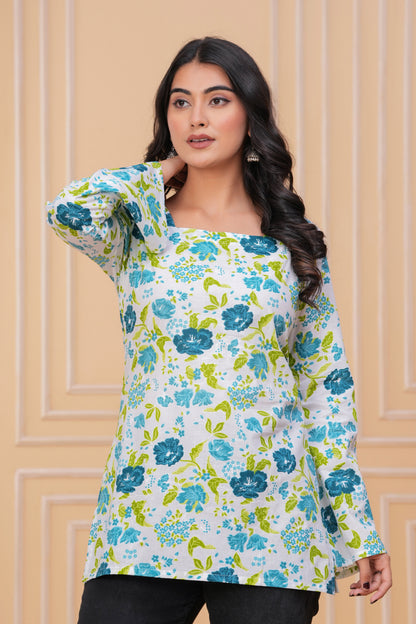 Bellnow Trendy Square Neck Printed Top for Women