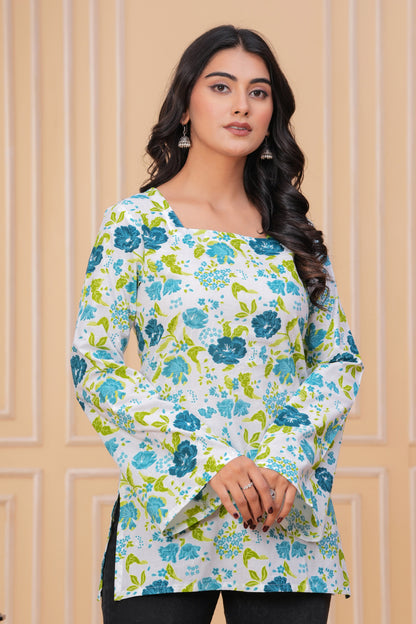Bellnow Trendy Square Neck Printed Top for Women
