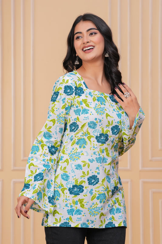 Bellnow Trendy Square Neck Printed Top for Women