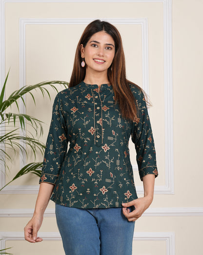 Dark Green Short Kurti