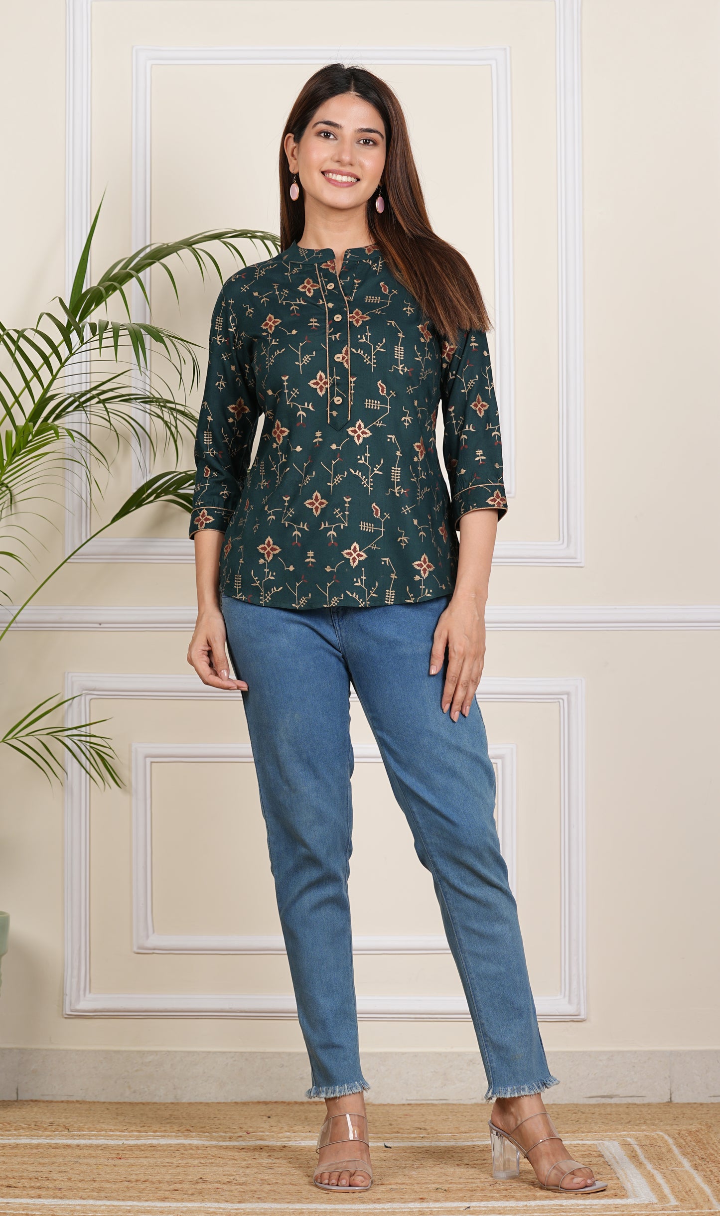 Dark Green Short Kurti