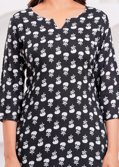 Bellnow - Chic Black & White Floral Co-ord Set