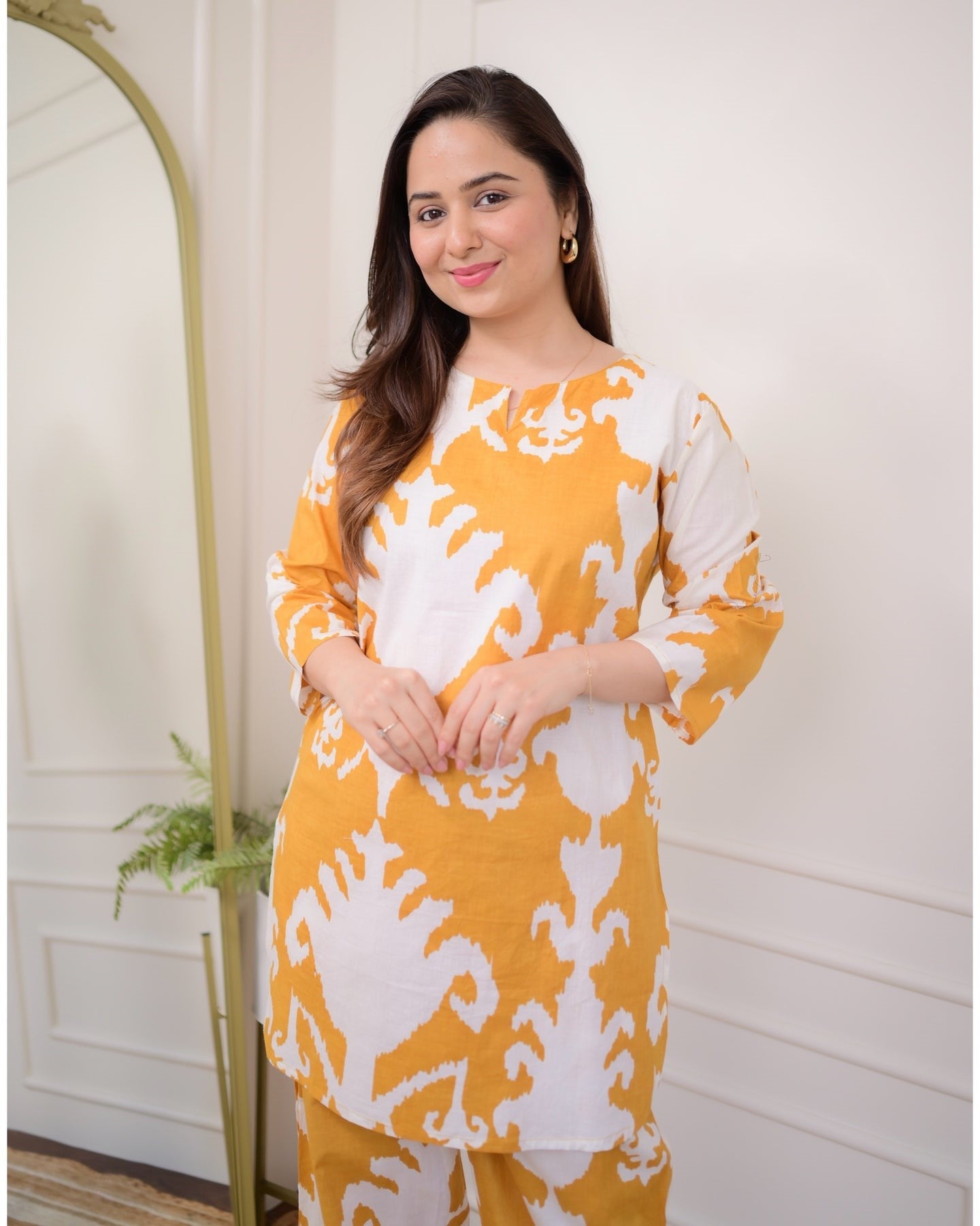Bellnow Gold Ikat Printed Co-ord Set