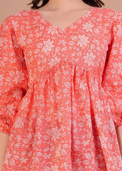 Casual Regular Sleeves Printed Women Orange Top